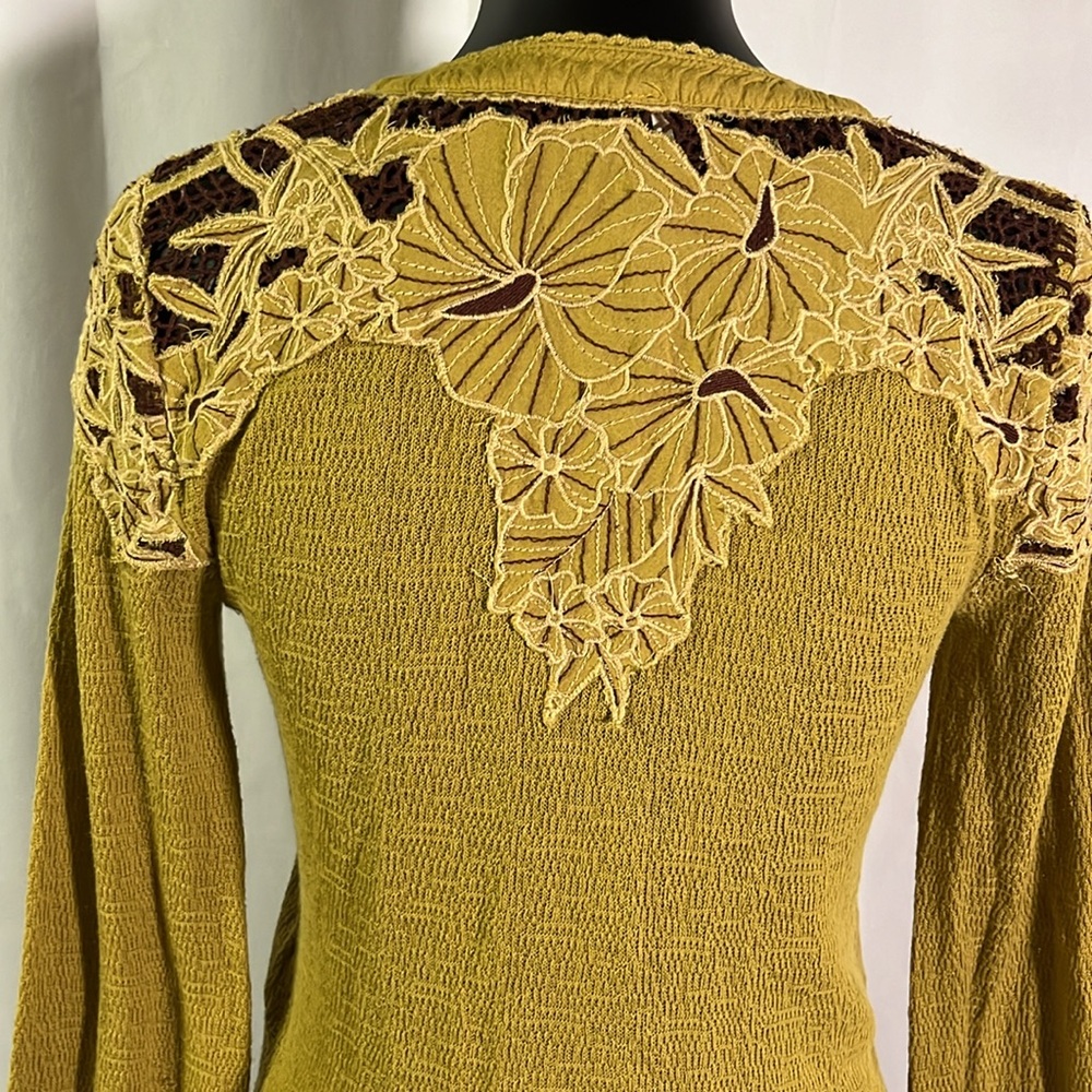 Free People Mustard Blouse with Embroidered Accents - Picture 11 of 16